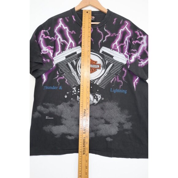 Vintage 1987 Harley Davidson Thunder and Lightning Single Stitch Tshirt XL - Picture 10 of 12